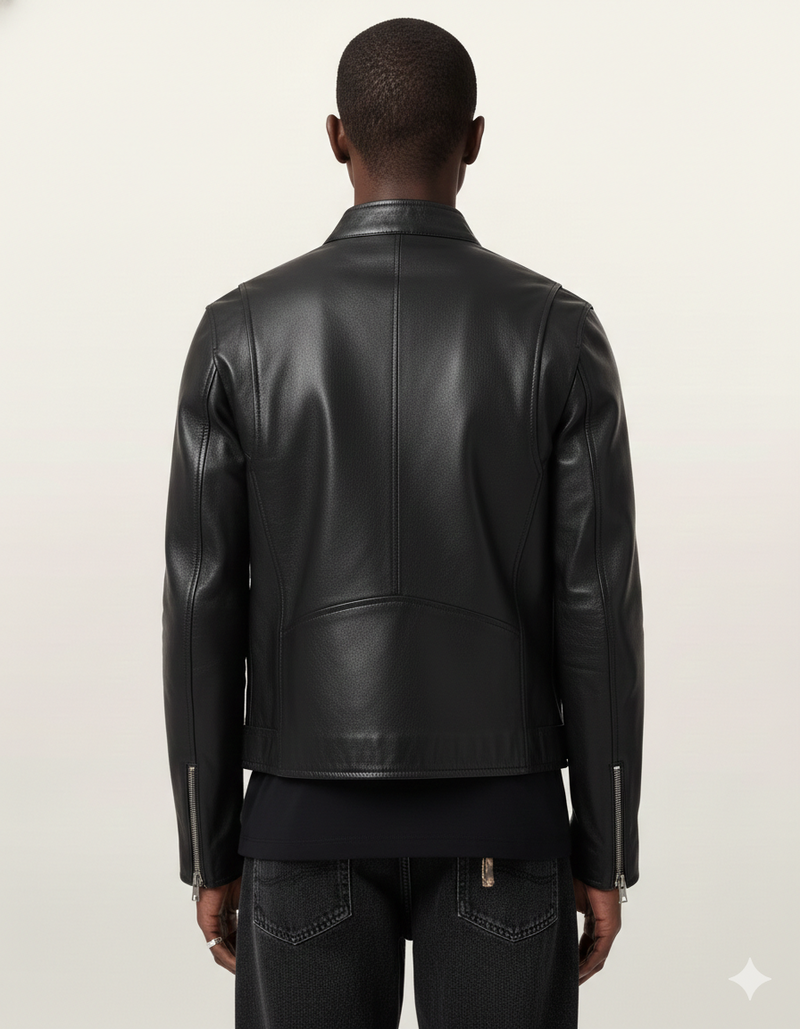 Men's Matt Black Cafe Racer Leather Jacket