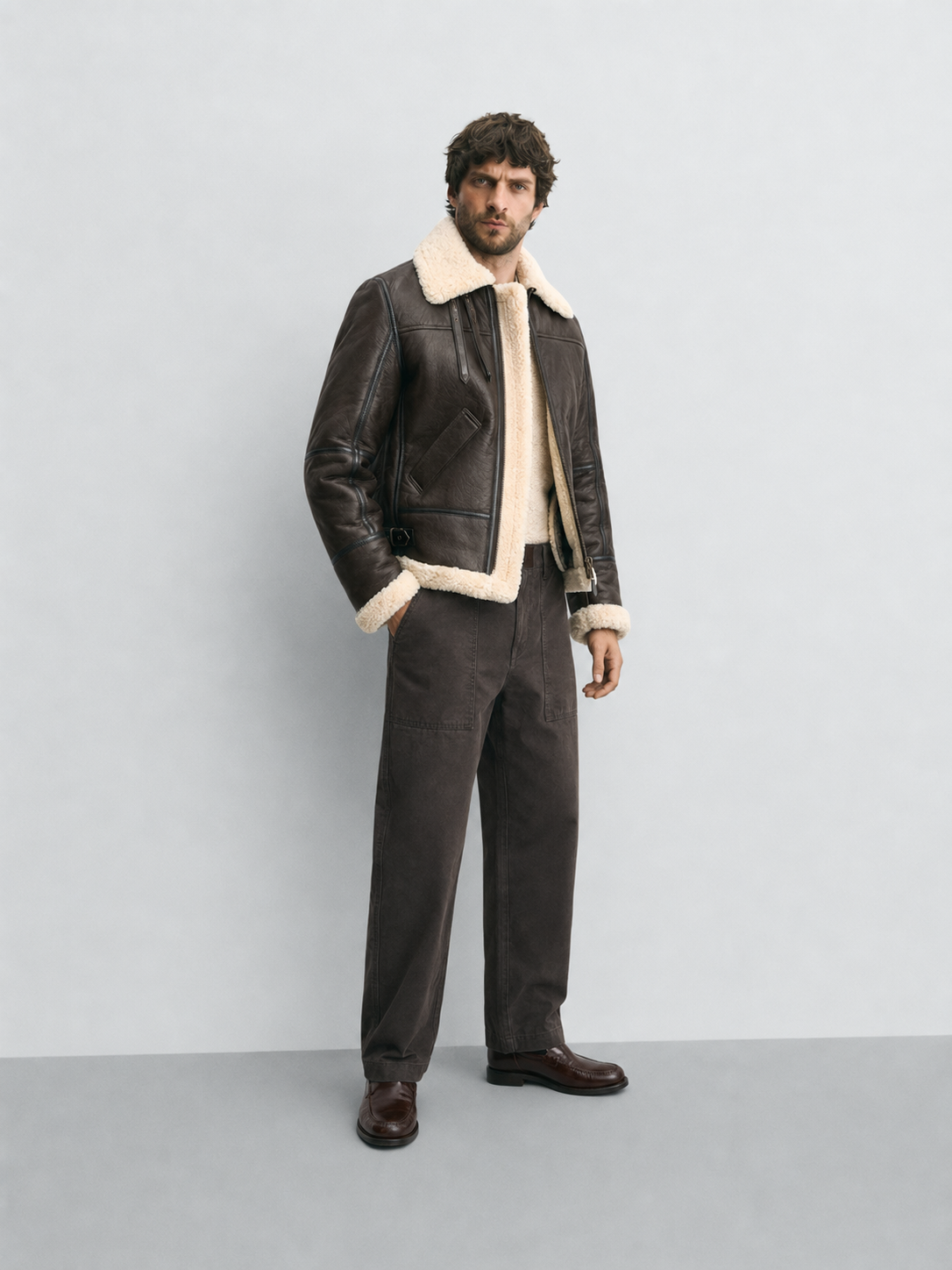 Men's B-3 Genuine Shearling Aviator Jacket | Leather Bomber