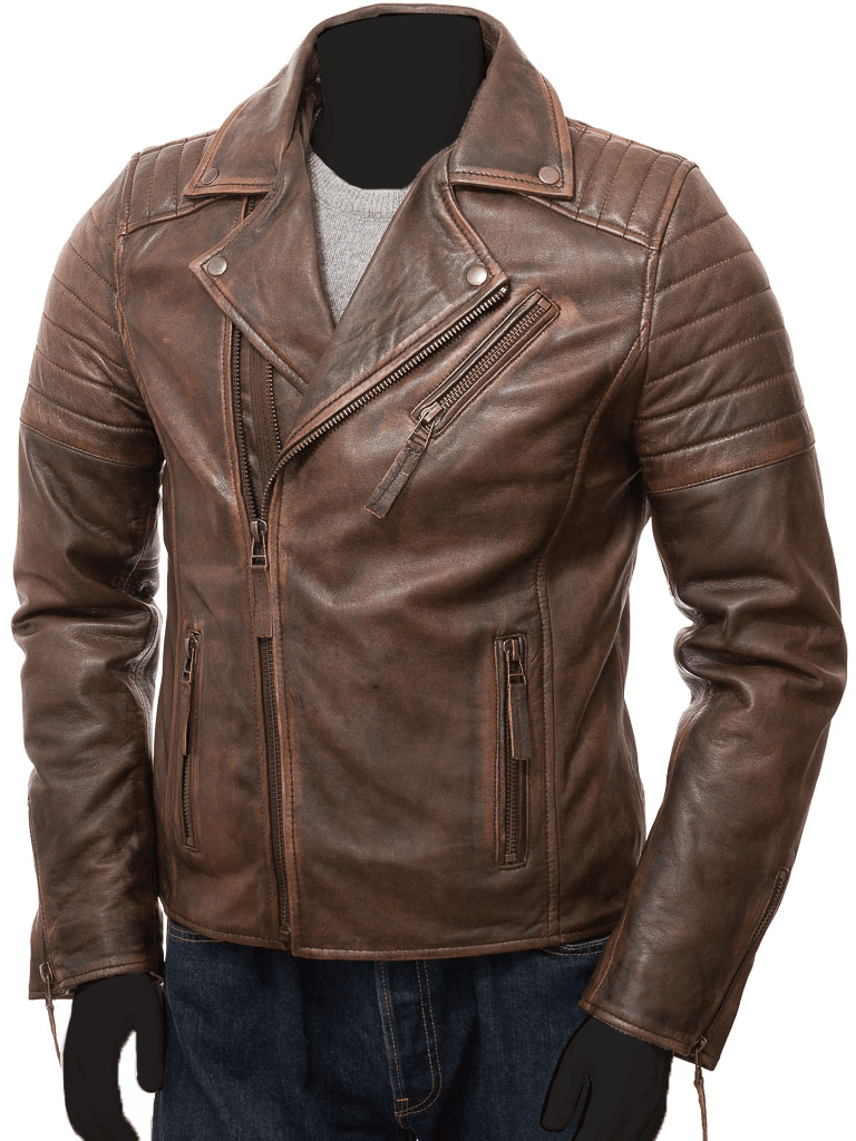 Men's Vintage Brown Leather Jacket - Timber - Bull Armour