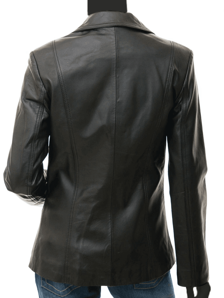 Women's Black Blazer Leather Coat - Sydney - Bull Armour