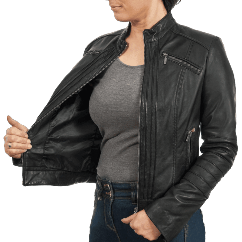 Women Straight Closure Leather Jacket - Bull Armour